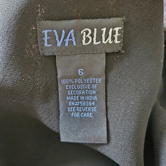 NEW Eva Blue Black Dressy Shrug Cardigan with Embellished Fringe Sleeves Size 6 - Picture 11 of 12